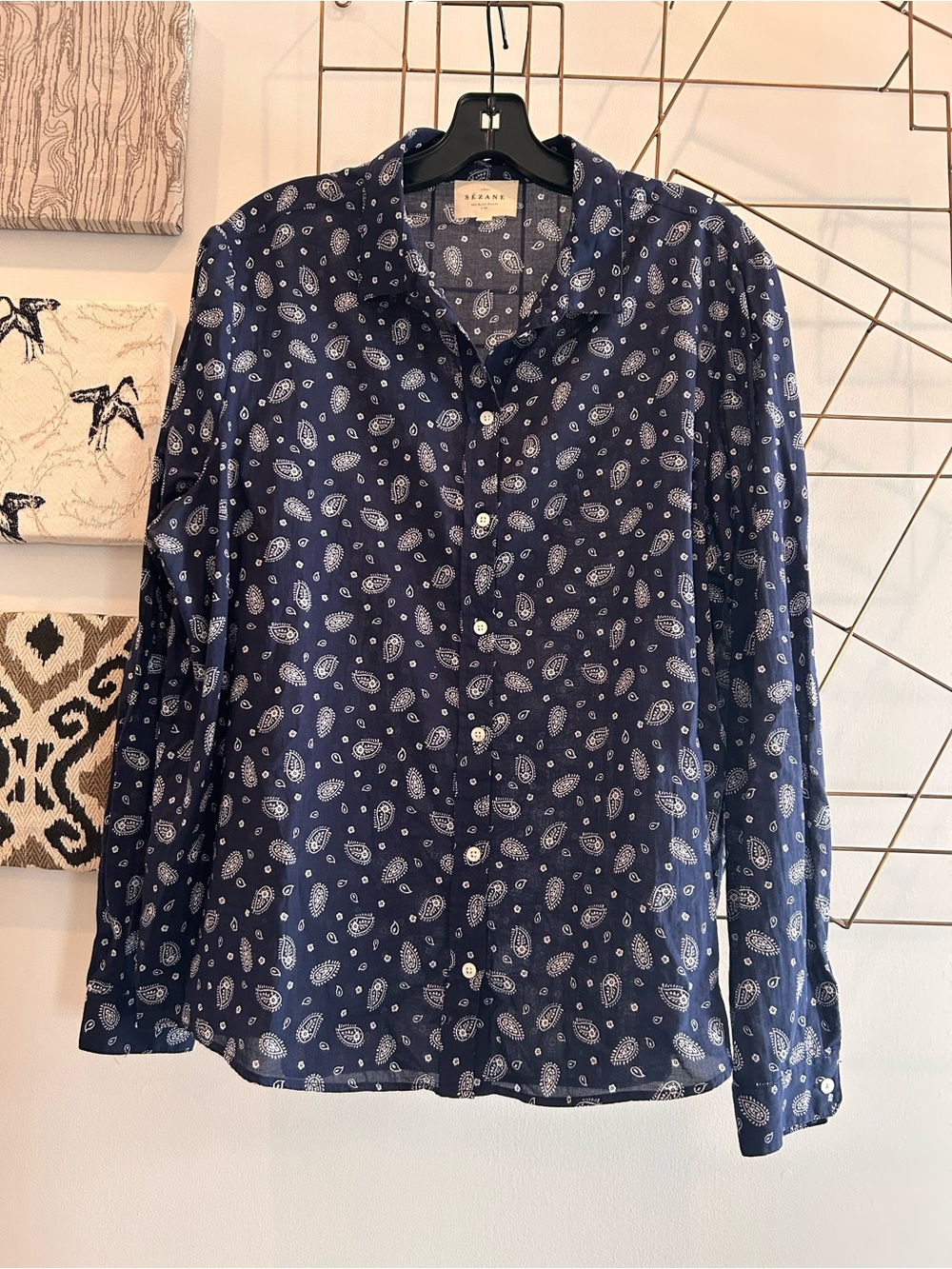 Sezane Pierro Bandana Blue Button-Down Shirt - Picture 6 of 6